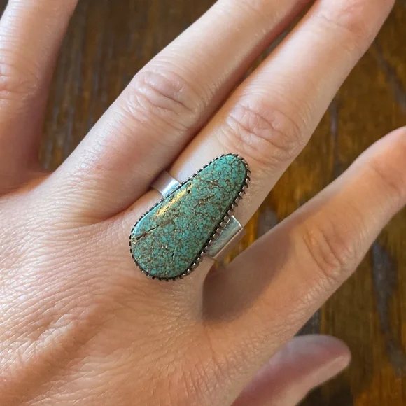 Turquoise Ring *Signed J.Linkin 925 - Picture 3 of 4